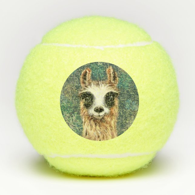 Curious Llama Funny Tennis Balls (Front)