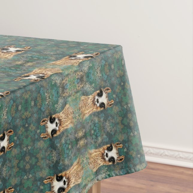 Curious Llama Tablecloth Smile - Funny (In Situ)