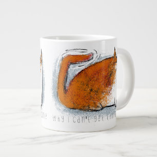 Curious orange cat with wiggly tail large coffee mug