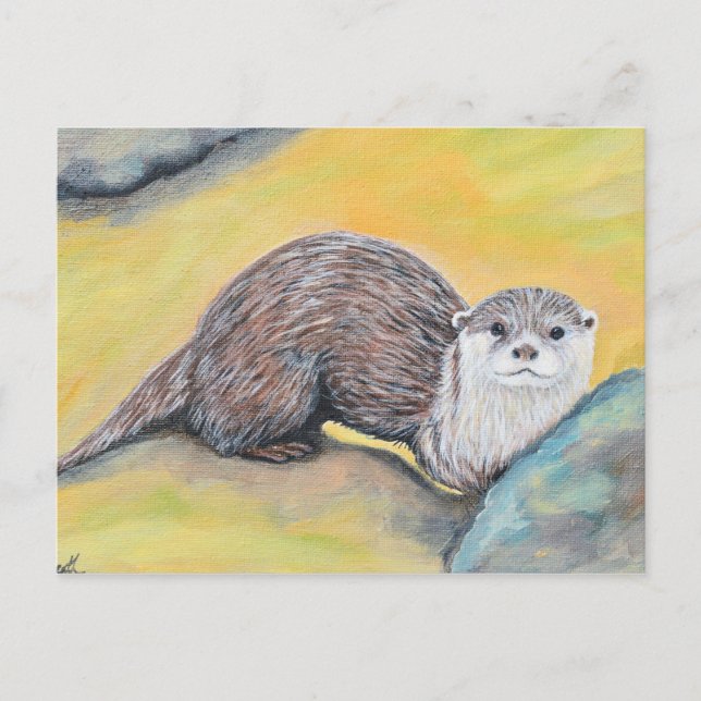 Curious Otter Painting Postcard (Front)