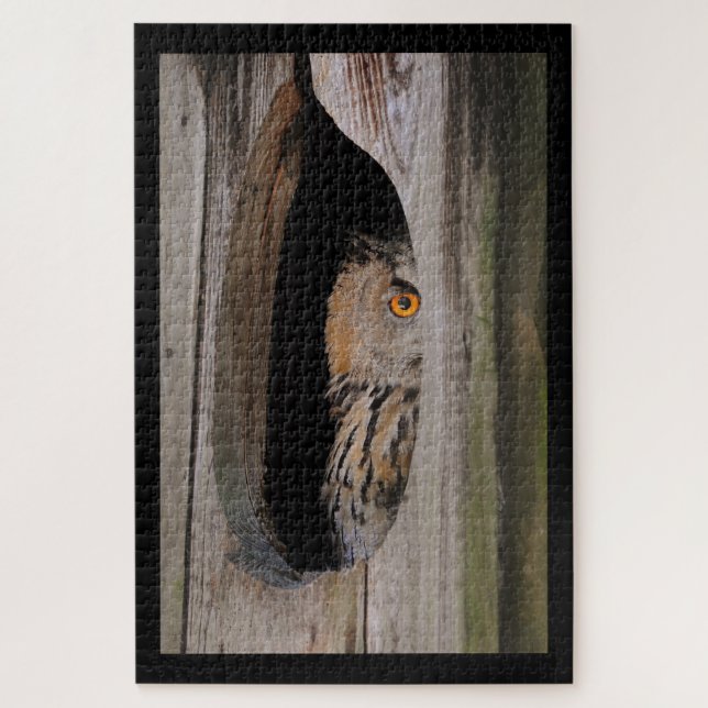 Curious Owl Peeking From Home Jigsaw Puzzle (Vertical)