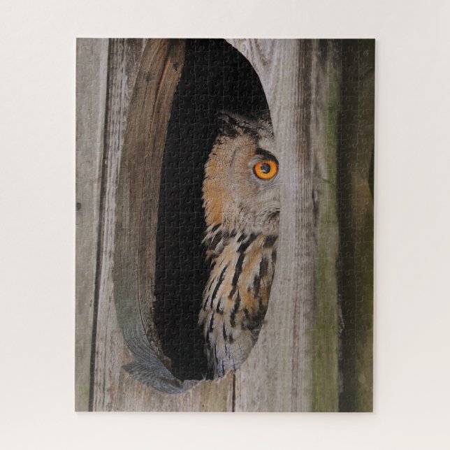Curious Owl Peeking From Home Jigsaw Puzzle (Vertical)