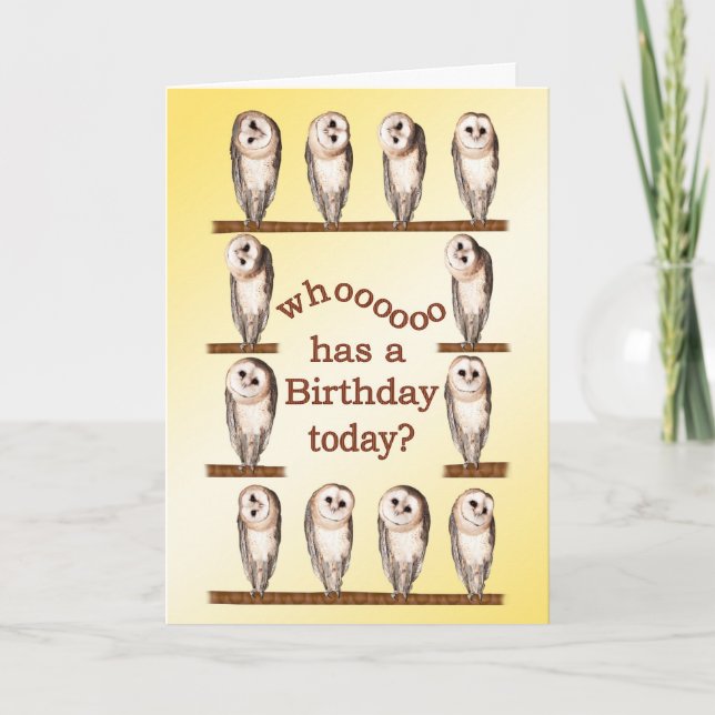 Curious owls birthday card. card (Front)
