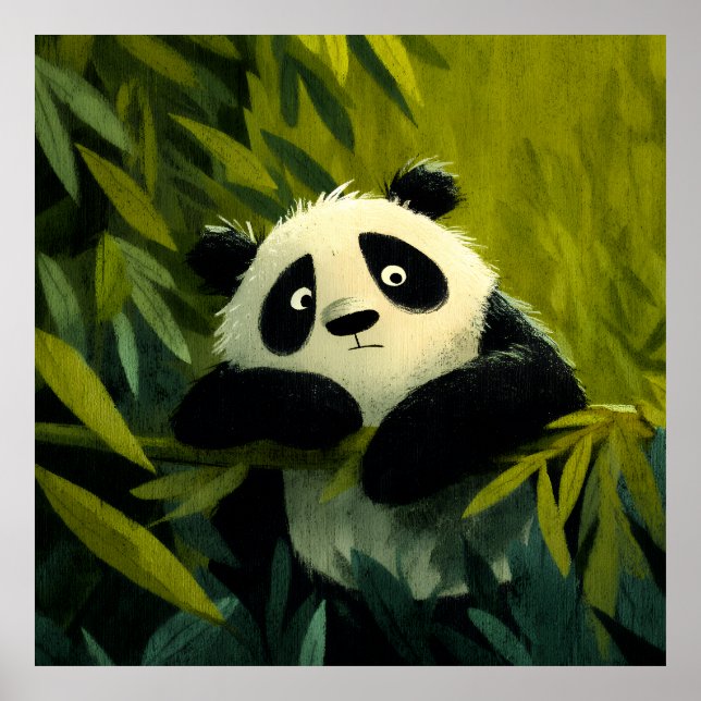 Curious Panda Bamboo Peek Poster (Front)