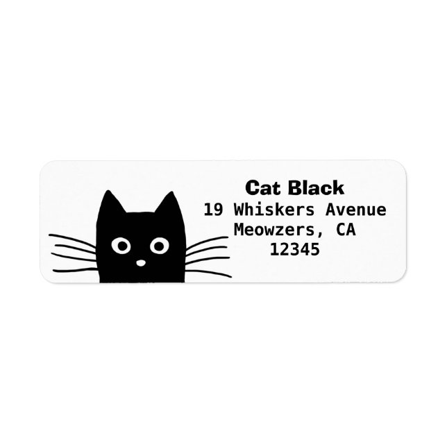 Curious Peeking Black Cat Return Address Labels (Front)