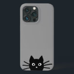 Curious Peeking Black Kitty Cat Cool Cat Lover's  iPhone 13 Pro Case<br><div class="desc">Curious Peeking Black Cat Phone Case. A funny iPhone case for cat lovers,  available in various colours. This fun cell phone case can be personalized with your text. Visit Jenn’s Doodle World for even more feline phone accessories and cool kitty gifts.</div>