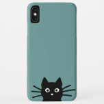 Curious Peeking Black Kitty Cat | Funny Cat Face iPhone XS Max Case<br><div class="desc">Curious Peeking Black Cat Phone Case. A funny iPhone case for cat lovers,  available in various colours. This fun cell phone case can be personalized with your text. Visit Jenn’s Doodle World for even more feline phone accessories and cool kitty gifts.</div>