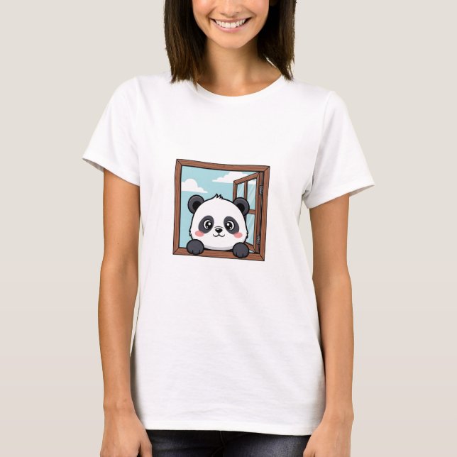 Curious Peeking Panda T-Shirt (Front)