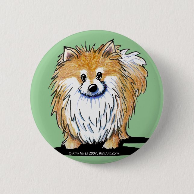 Curious Pomeranian 2 Inch Round Button (Front)