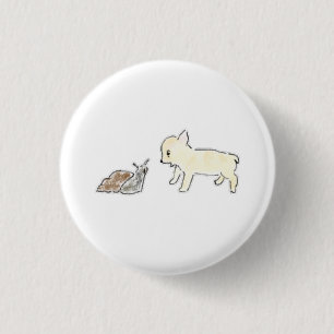 Curious Puppy and Snail Friendship Gift 1 Inch Round Button