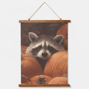 Curious Raccoon Pumpkin Patch Autumn Wall Art