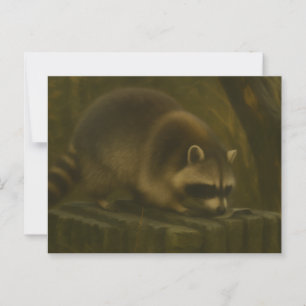 Curious Raccoon – Realistic Forest Wildlife Postcard