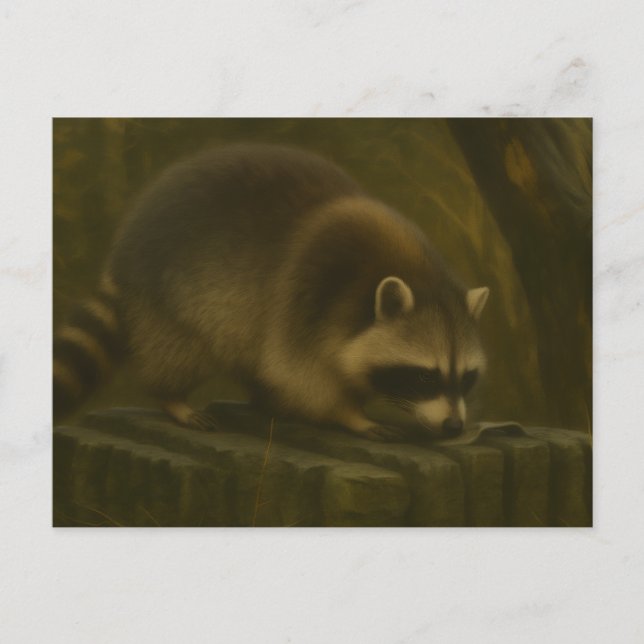 Curious Raccoon – Realistic Forest Wildlife Postcard (Front)