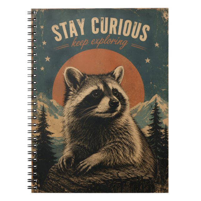 Curious Raccoon Vintage  Notebook (Front)