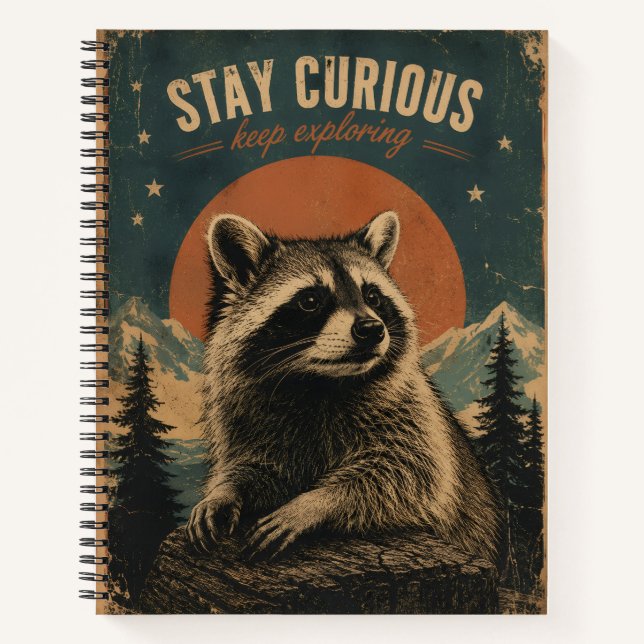 Curious Raccoon Vintage  Notebook (Front)