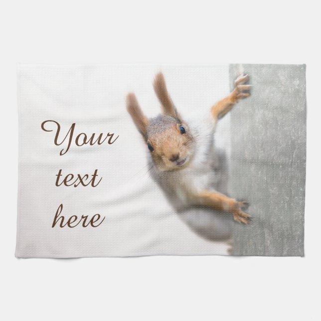 Curious squirrel kitchen towel (Horizontal)