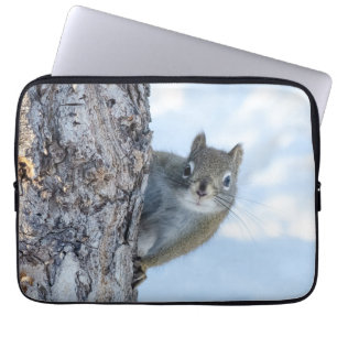 Curious Squirrel, Peaking From A Tree Laptop Sleeve