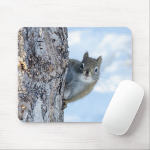 Curious Squirrel, Peaking From A Tree Mouse Pad