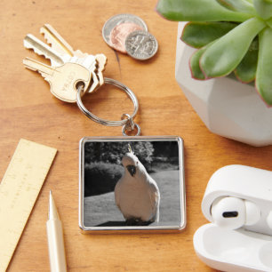 Curious Sulphur-Crested Cockatoo Keychain
