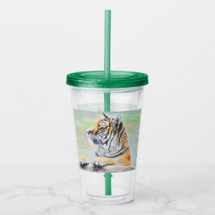 Curious Tiger Painting Acrylic Tumbler