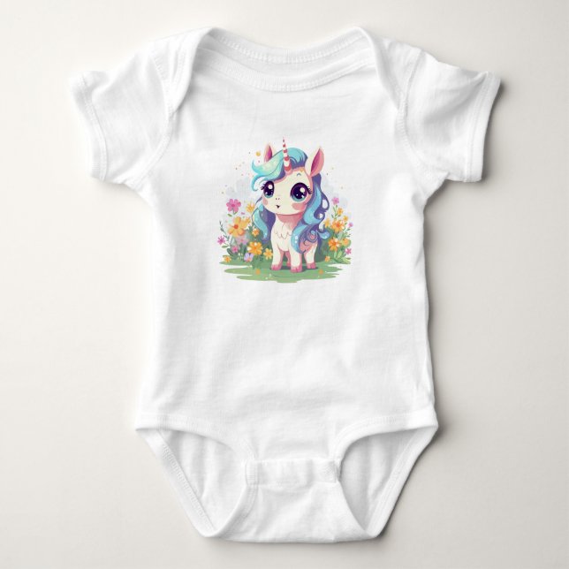 Curious Unicorn Baby Bodysuit (Front)