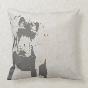 CURIOUS WEIMARANER BLOCK PRINT PILLOW 20"x20"
