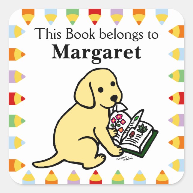 Curious Yellow Labrador Puppy Square Sticker (Front)