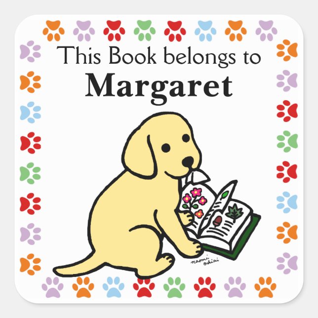 Curious Yellow Labrador Puppy Square Sticker (Front)