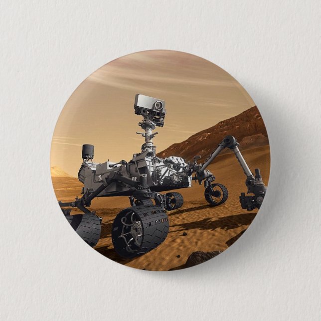 Curiousity Mars Rover, Planetary Space Mission, 2 Inch Round Button (Front)