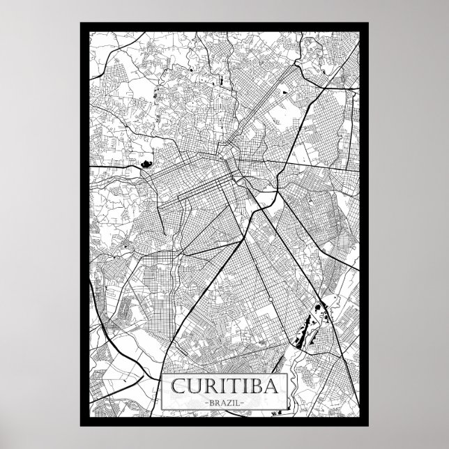 Curitiba Brazil Map Poster (Front)