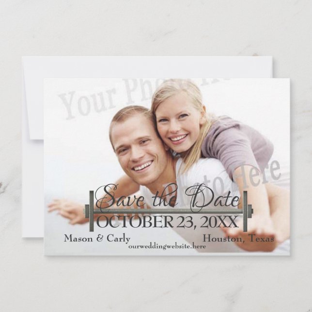 Curl Bar and Weights Photo Save the Date (Front)