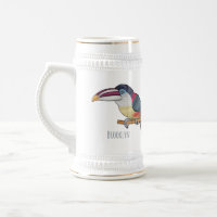Curl crested aracari bird cartoon illustration