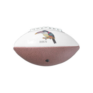 Curl crested aracari bird cartoon illustration  football