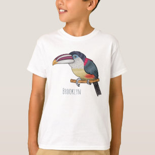 Curl crested aracari bird cartoon illustration T-Shirt