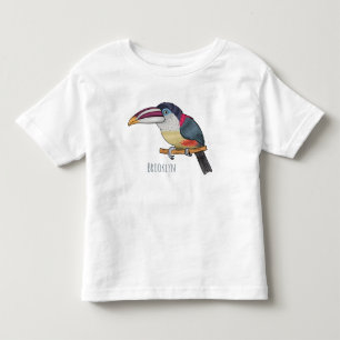 Curl crested aracari bird cartoon illustration toddler t-shirt