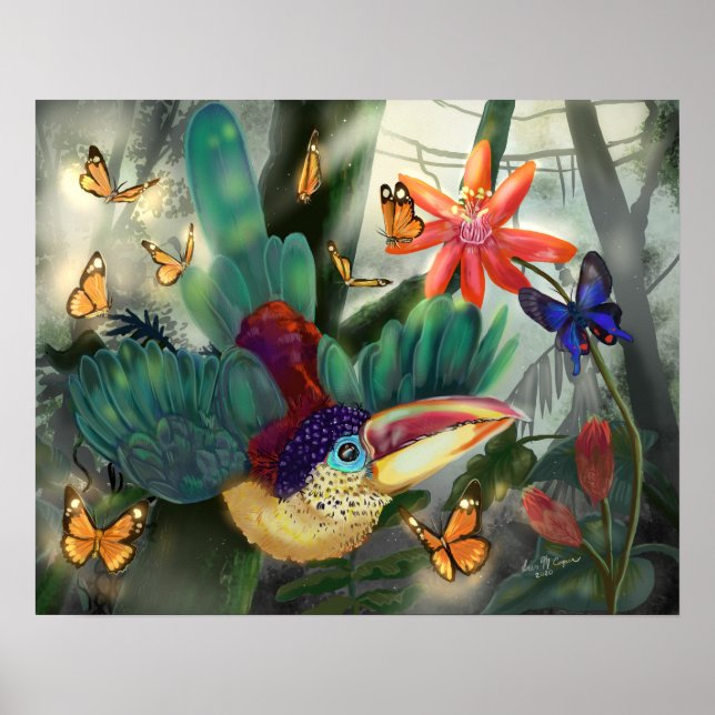 Curl Crested Aracari Toucan Poster (Front)