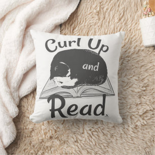 Curl Up Read Cat Cool Reading Love Art Throw Pillow