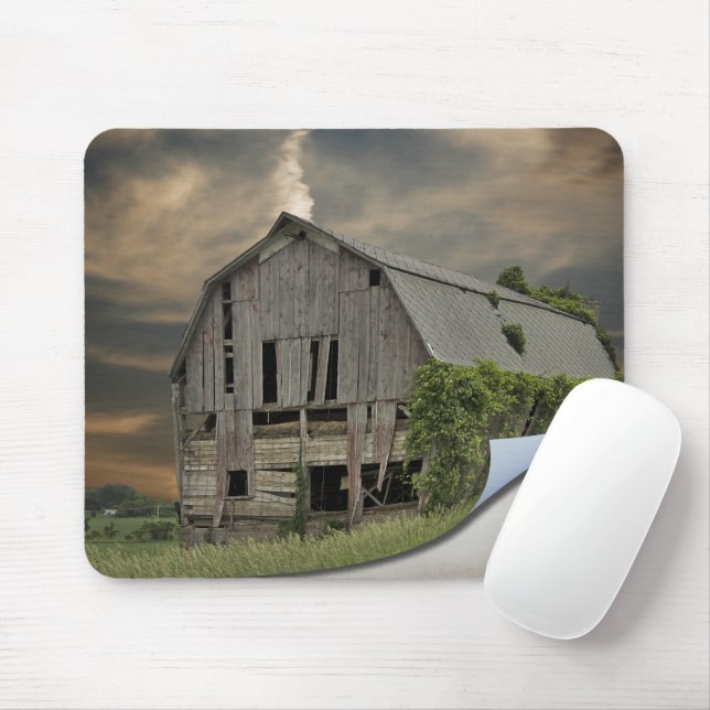 Curled Barn Photo Mouse Pad (With Mouse)