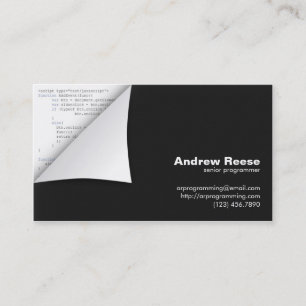 Curled Corner with Program Coding - Javascript Business Card