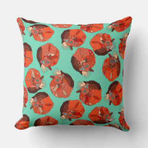 curled fox polka mint throw pillow