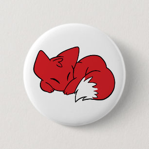Curled Sleeping Fox 2 Inch Round Button