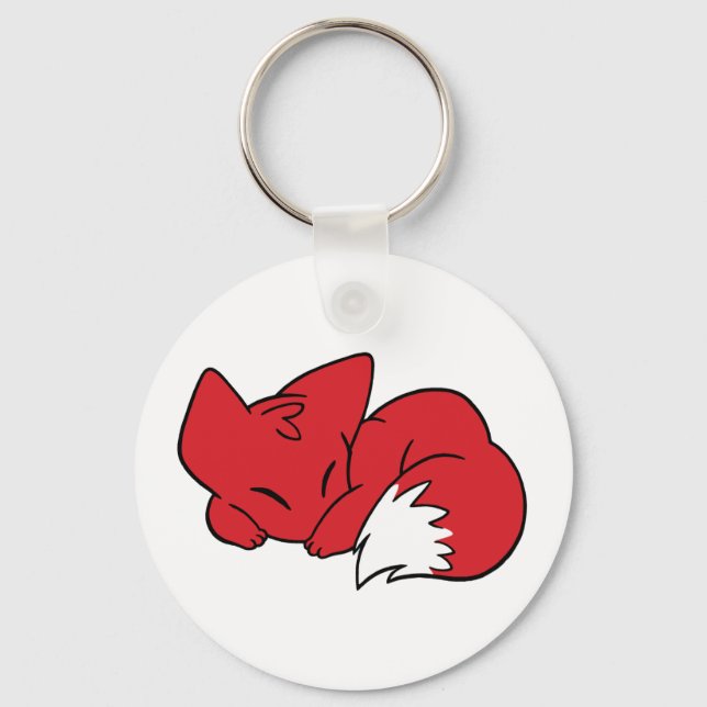 Curled Sleeping Fox Keychain (Front)