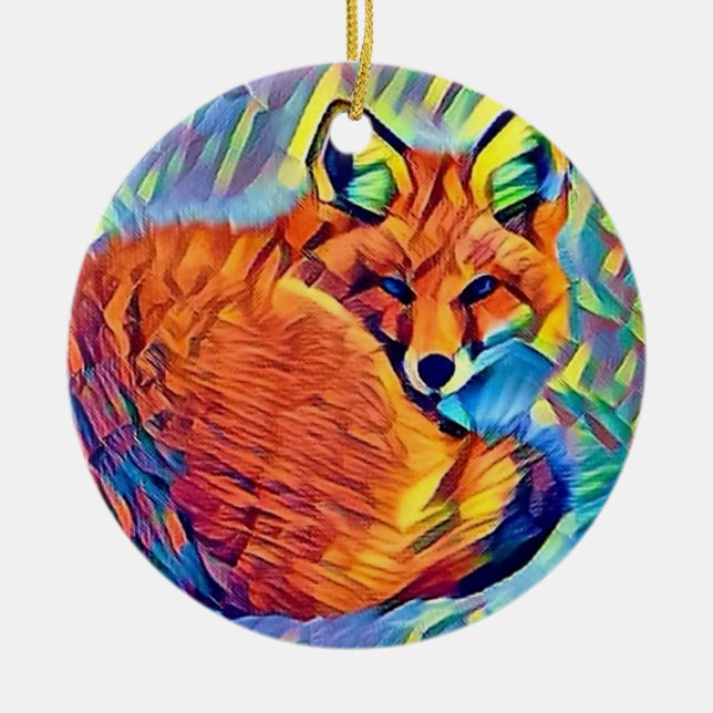 Curled up Fox Ceramic Ornament (Front)