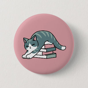 Curled Up with a Book and a Cat - Cozy Cat Reading 2 Inch Round Button