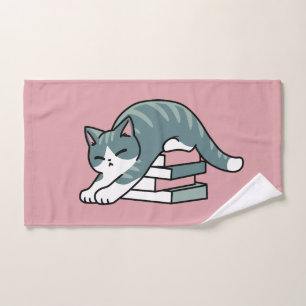 Curled Up with a Book and a Cat - Cozy Cat Reading Bath Towel Set