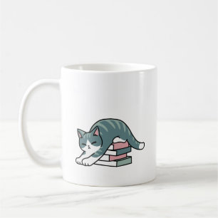 Curled Up with a Book and a Cat - Cozy Cat Reading Coffee Mug