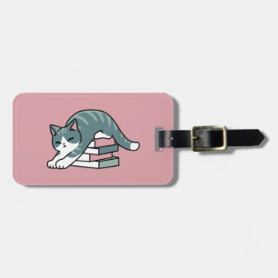 Curled Up with a Book and a Cat - Cozy Cat Reading Luggage Tag