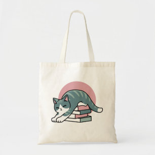 Curled Up with a Book and a Cat - Cozy Cat Reading Tote Bag