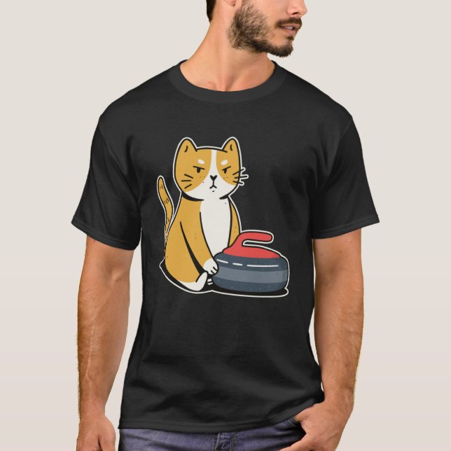 Curler Cat I Cat Curling I Curling Player T-Shirt (Front)