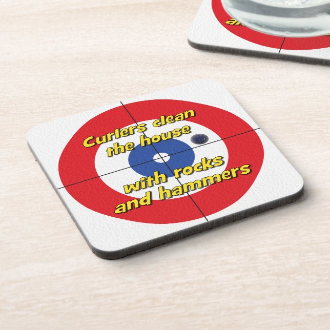 "Curlers clean the house..." Coasters - (Red) (Left Side)
